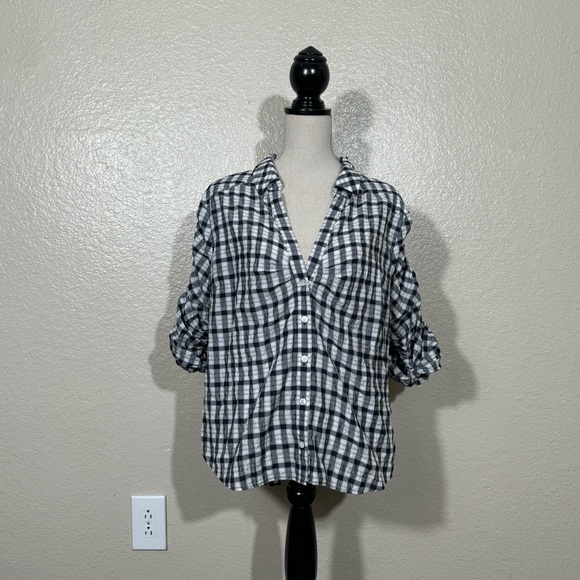 Veronica Beard Porta Check Ruffle Sleeve Blouse - Picture 5 of 8